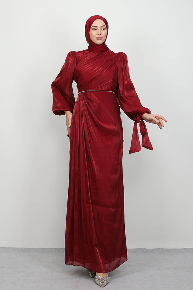 İdil Tesettür Abiye Bordo 