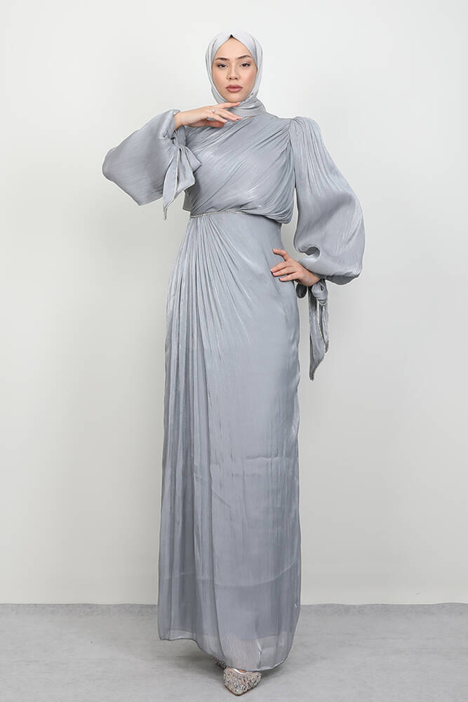 İdil Tesettür Abiye Gri - LAMİAGİYİM