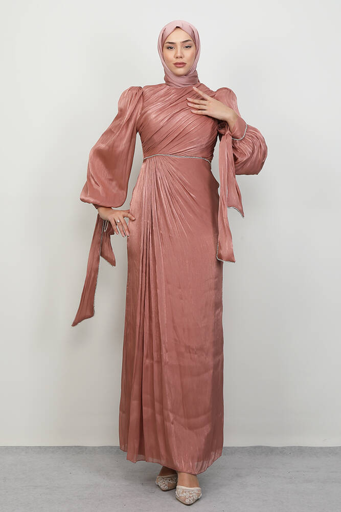 İdil Tesettür Abiye Gül Kurusu 