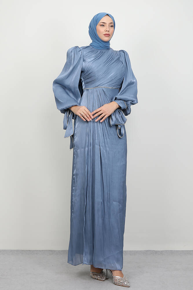 İdil Tesettür Abiye İndigo 