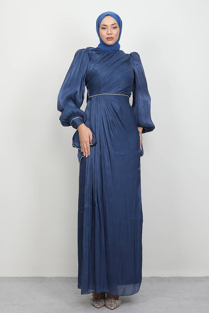 İdil Tesettür Abiye Koyu İndigo 