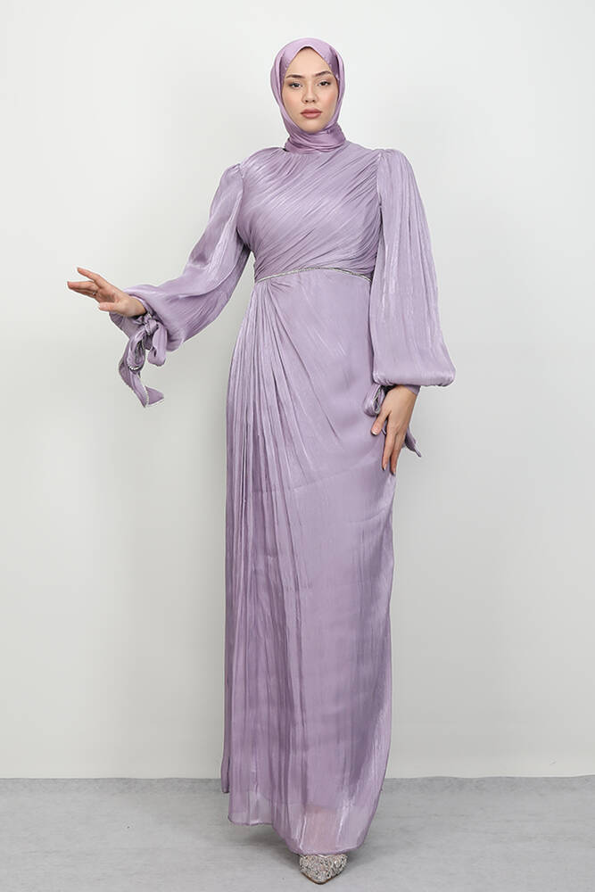 İdil Tesettür Abiye Lila - LAMİAGİYİM