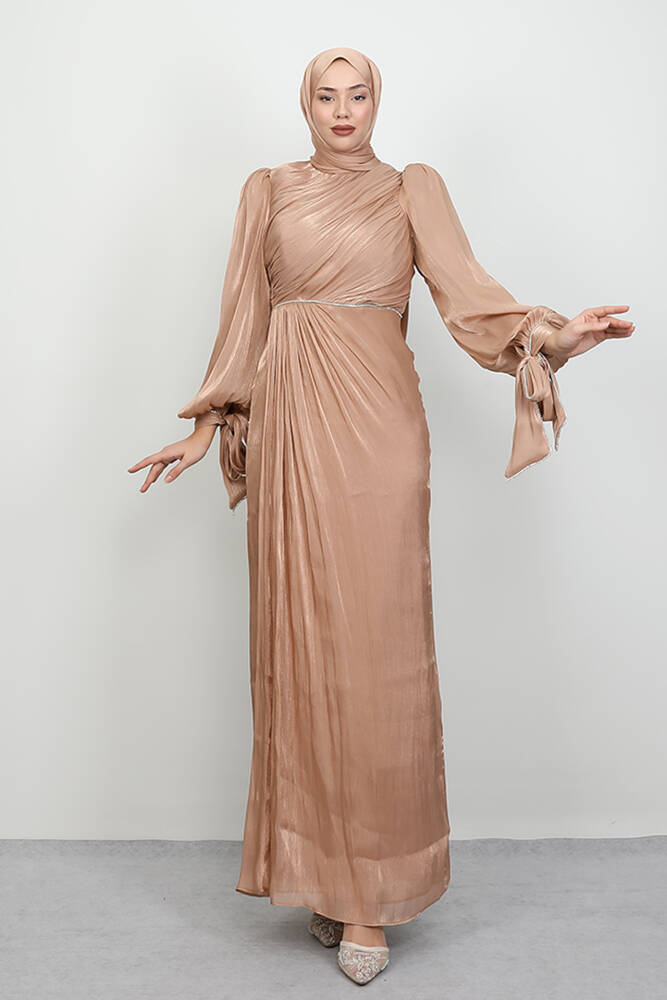 İdil Tesettür Abiye Sütlükahve - LAMİAGİYİM