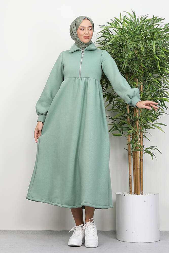 İlayda Fermuarlı Elbise Mint - LAMİAGİYİM