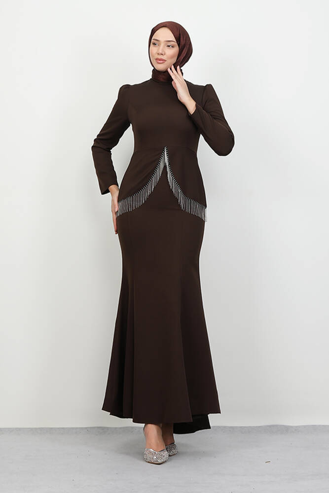 İmge Krep Elbise Acı Kahve - LAMİAGİYİM