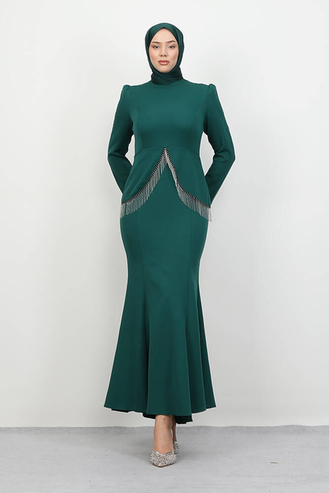 İmge Krep Elbise Zümrüt - LAMİAGİYİM