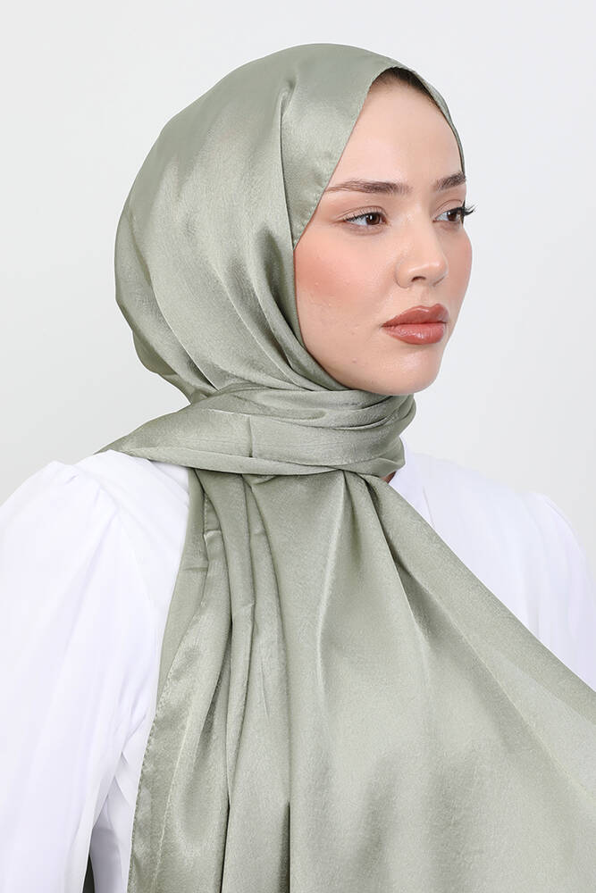 İnci Saten Şal Açık Haki - LAMİAGİYİM