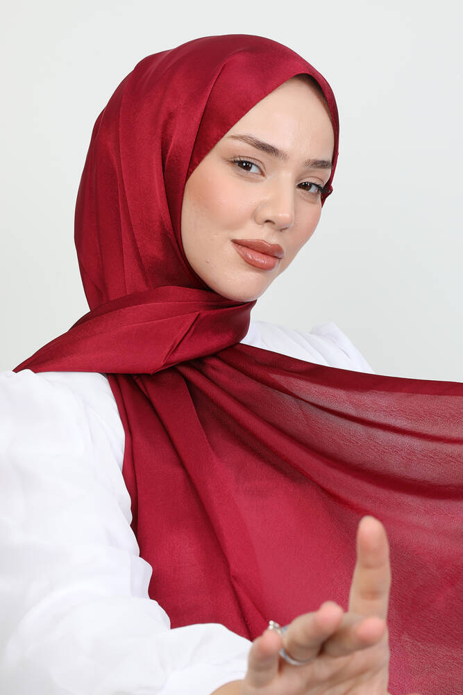 İnci Saten Şal Bordo - LAMİAGİYİM