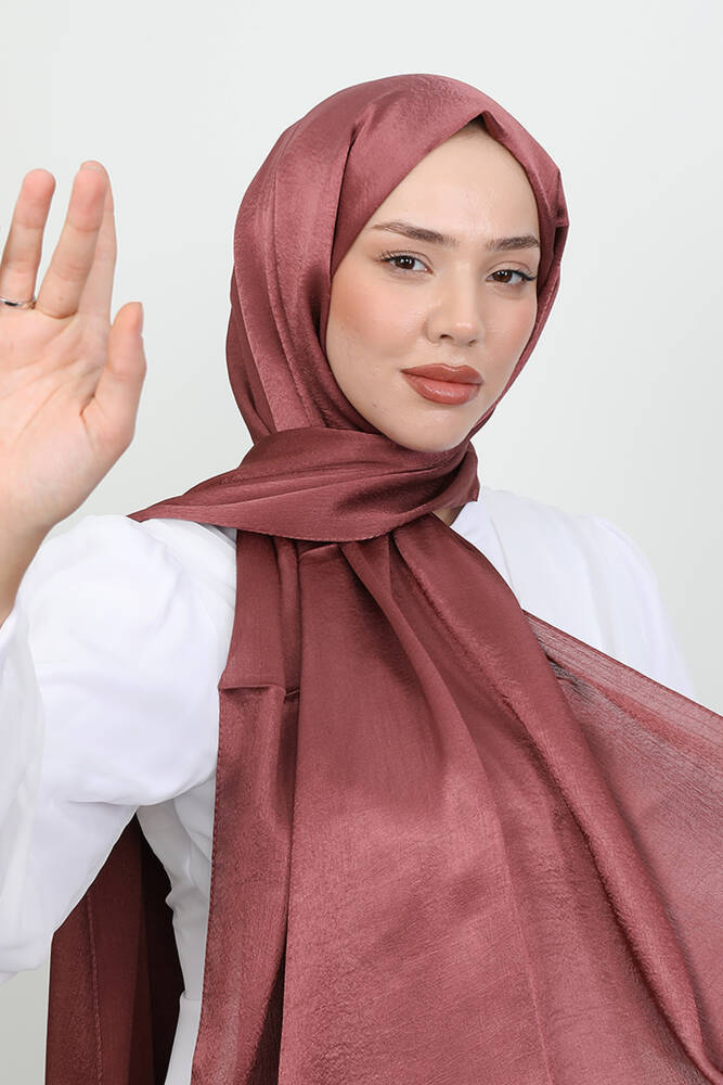 İnci Saten Şal Koyu Gül Kurusu - LAMİAGİYİM