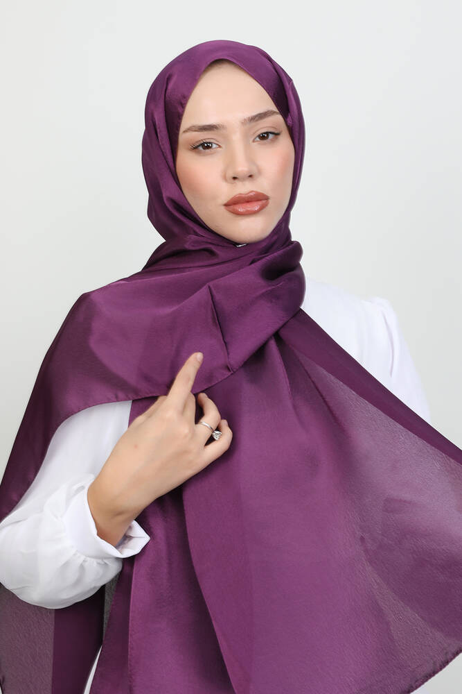 İnci Saten Şal Koyu Lila - LAMİAGİYİM