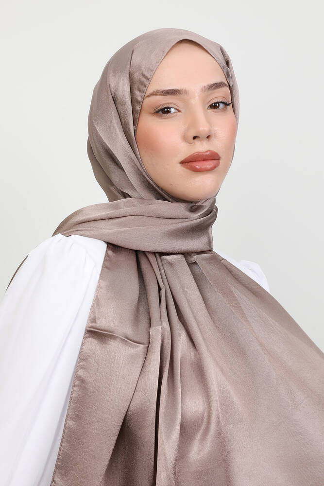 İnci Saten Şal Koyu Vizon - LAMİAGİYİM