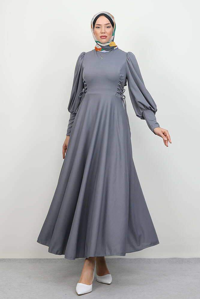 İp Kuşaklı Elbise Gri - LAMİAGİYİM