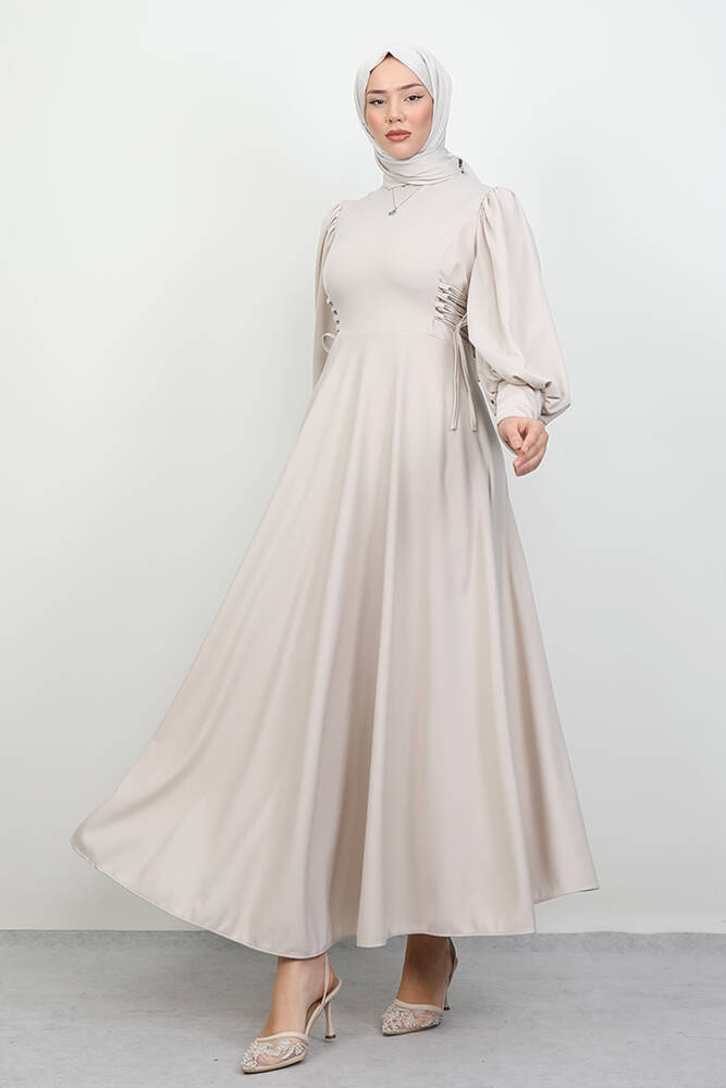 İp Kuşaklı Elbise Taş - LAMİAGİYİM