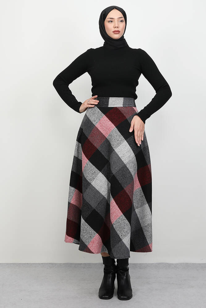 Kare Desen Etek Koyu Gri - LAMİAGİYİM