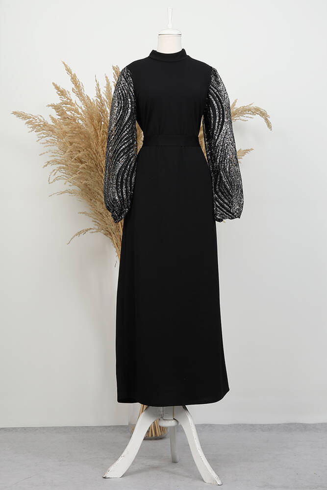 Kol Detay Gülşah Elbise Siyah - LAMİAGİYİM