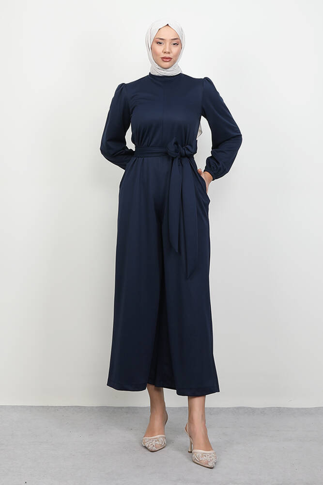 Kuşaklı Tesettür Tulum Lacivert - LAMİAGİYİM