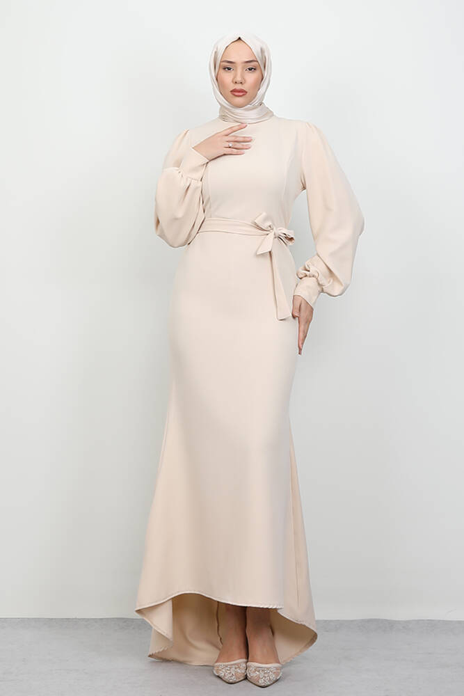 Lavin Krep Elbise Bej 