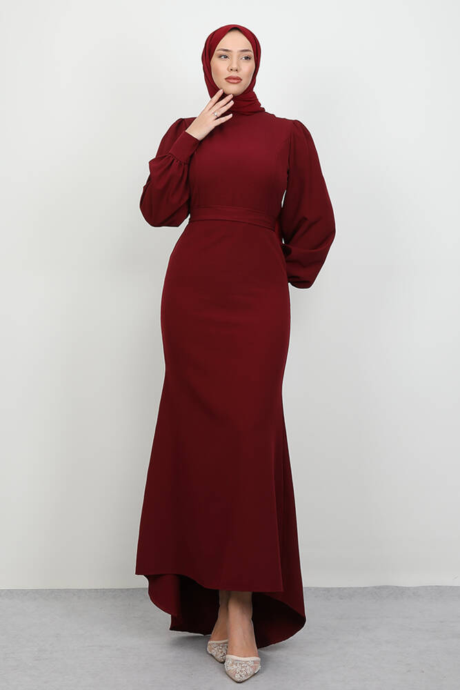 Lavin Krep Elbise Bordo 