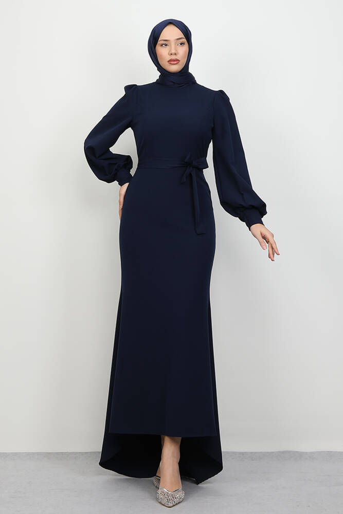 Lavin Krep Elbise Koyu Lacivert 