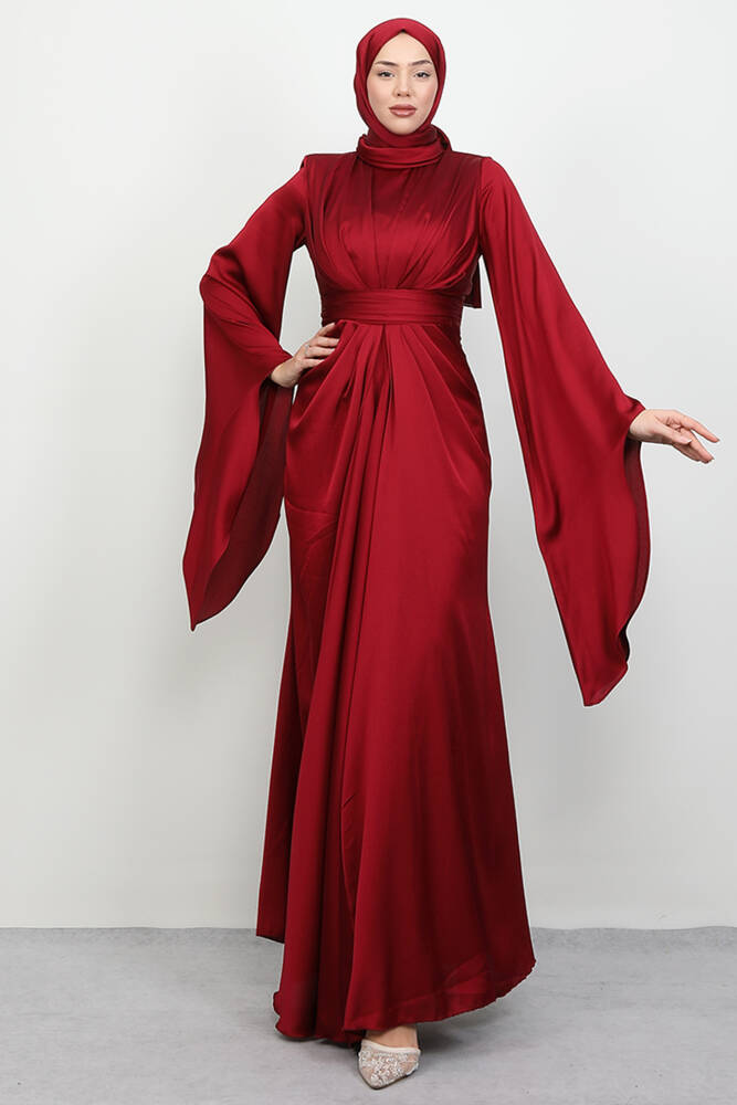 Lavinya Saten Abiye Bordo - LAMİAGİYİM