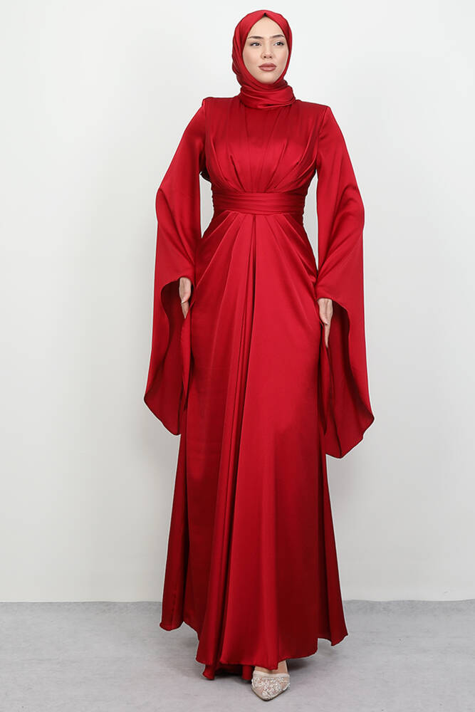 Lavinya Saten Abiye Kırmızı - LAMİAGİYİM