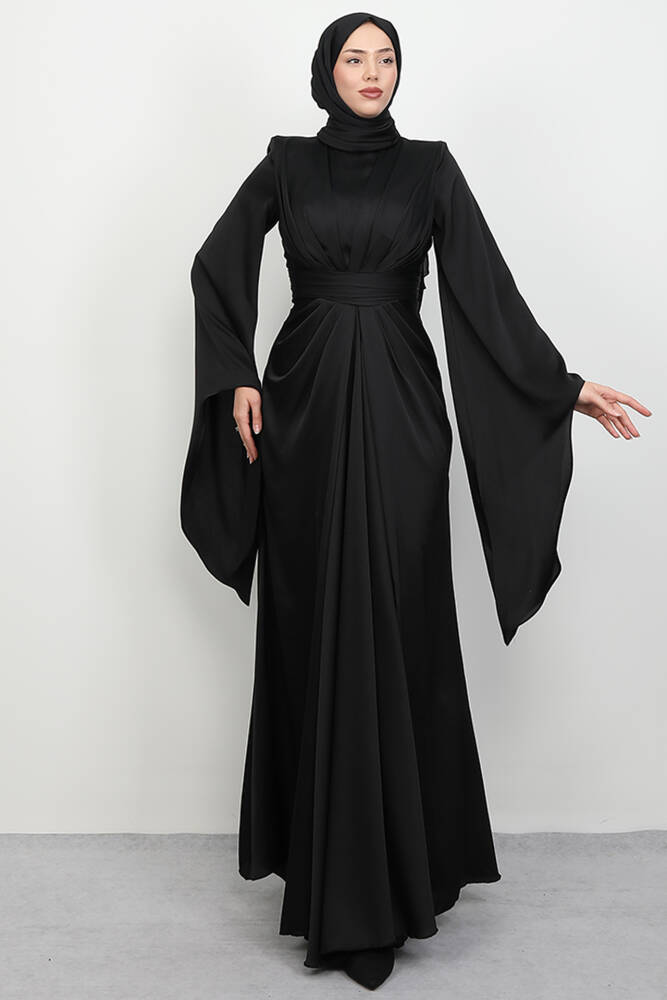 Lavinya Saten Abiye Siyah - LAMİAGİYİM