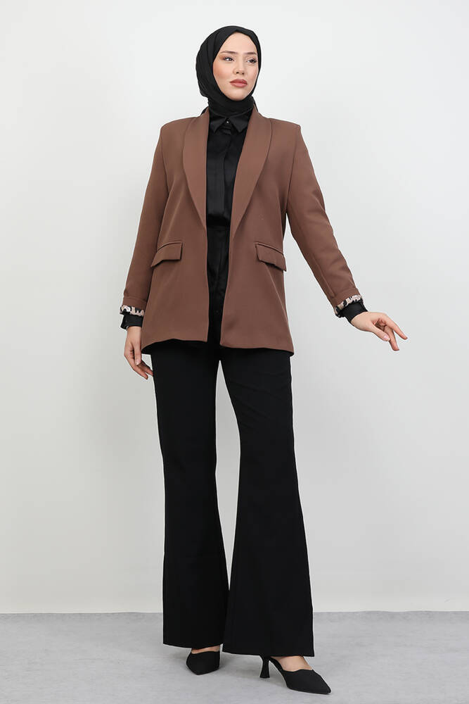 Leopar Astarlı Ceket Kahverengi - LAMİAGİYİM