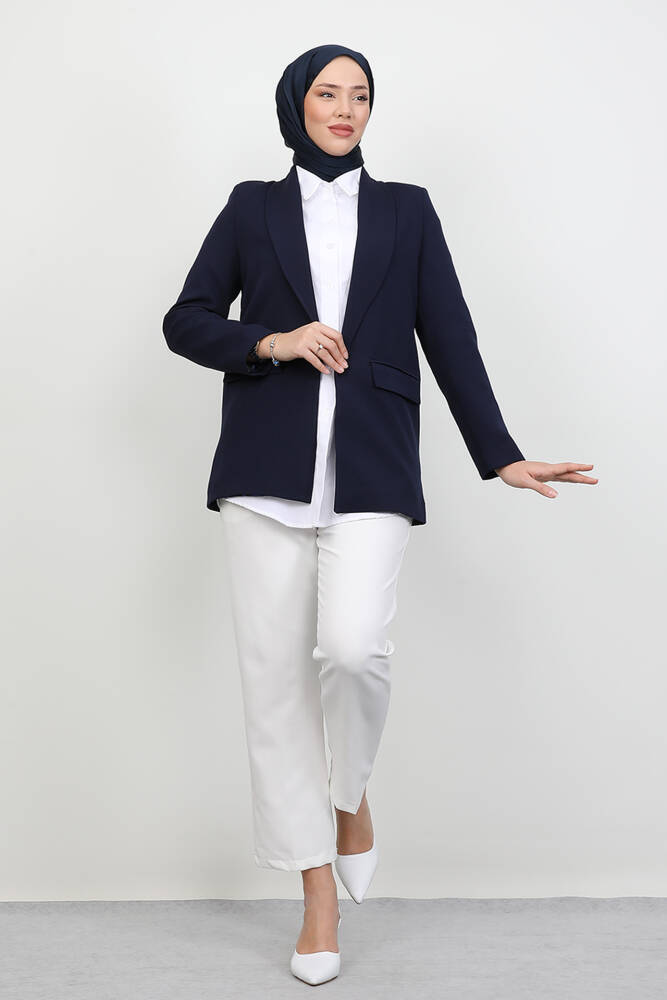 Leopar Astarlı Ceket Lacivert - LAMİAGİYİM