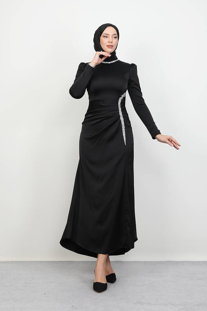 Maelys Saten Abiye Siyah - LAMİAGİYİM