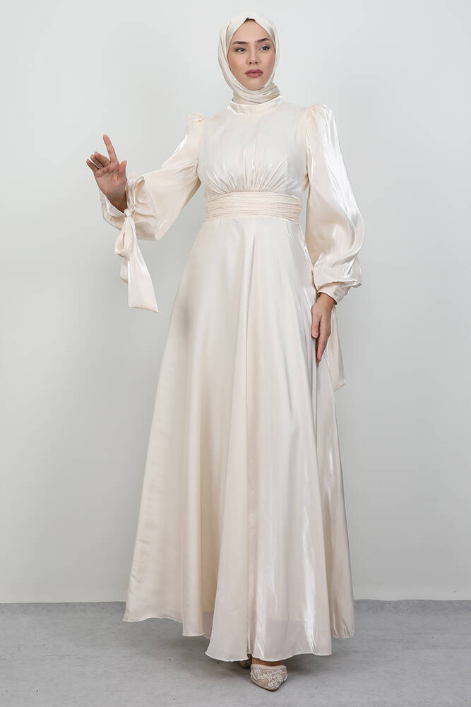 Manolya Organze Abiye Krem - LAMİAGİYİM