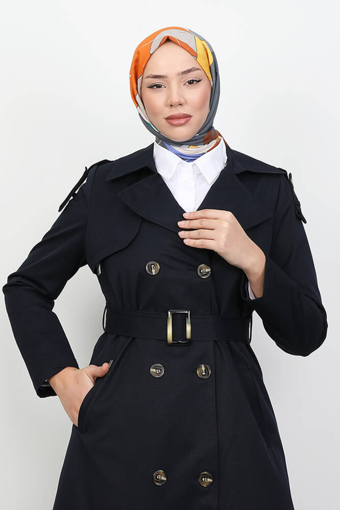 Mari Trençkot Lacivert - LAMİAGİYİM