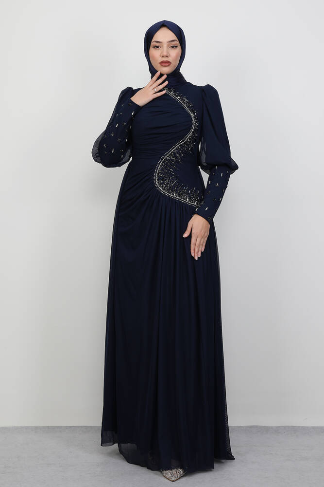 Mars Manşet Abiye Lacivert - LAMİAGİYİM