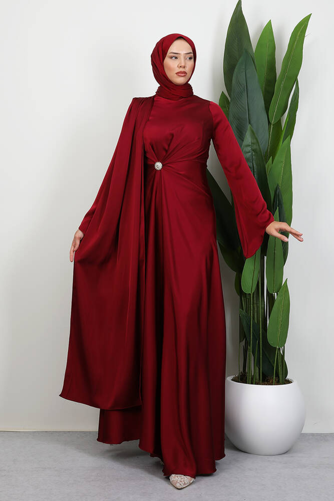 Medusa Saten Abiye Bordo 