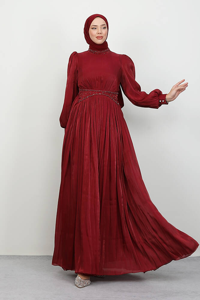 Meryem Boncuk Abiye Bordo 