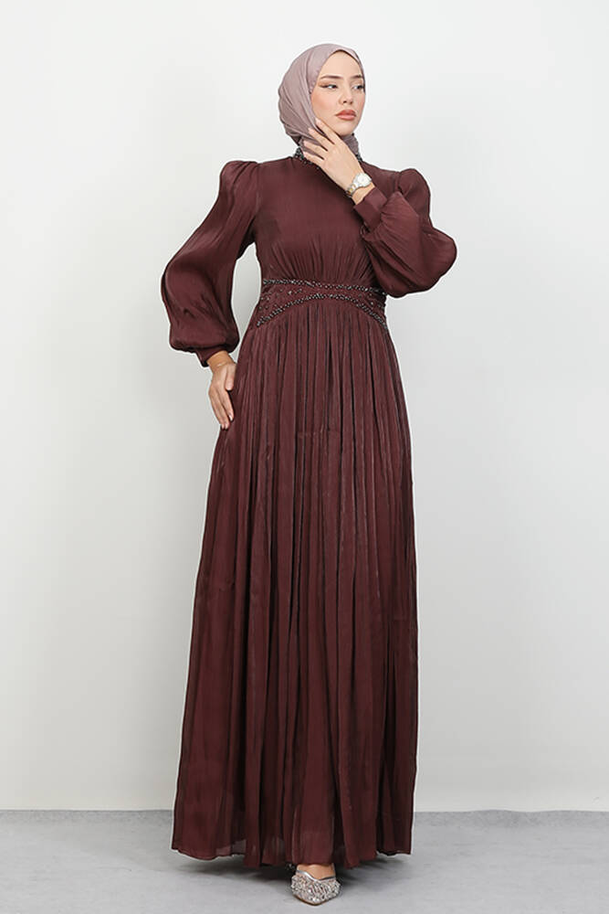 Meryem Boncuk Abiye Gül Kahve - LAMİAGİYİM