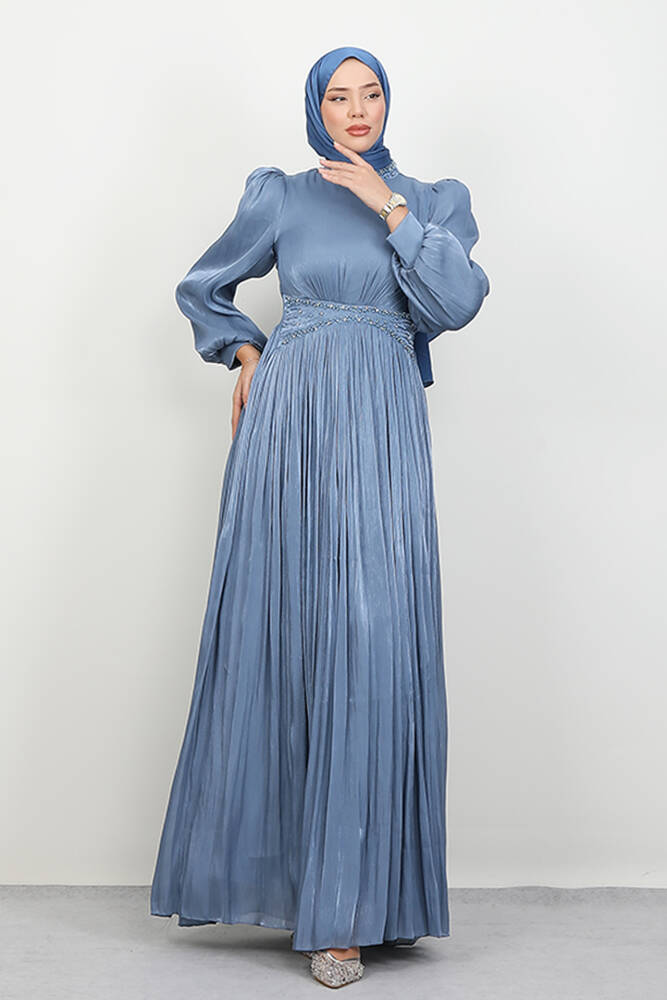 Meryem Boncuk Abiye İndigo - LAMİAGİYİM