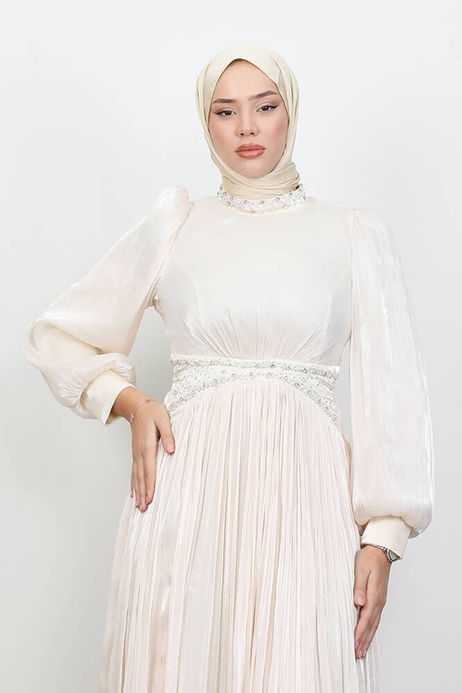 Meryem Boncuk Abiye Krem 