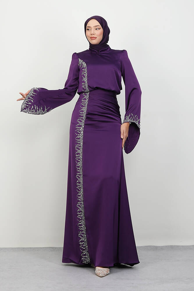 Mihrimah Saten Abiye Mor 