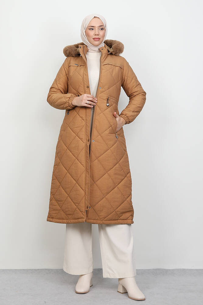 Mine Kapitone Mont Soft Turuncu - LAMİAGİYİM