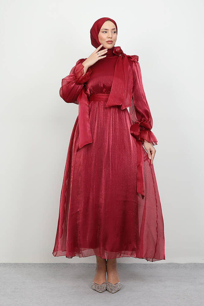 Mişa Tesettür Elbise Bordo - LAMİAGİYİM