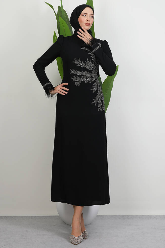 Miyaser Tesettür Elbise Siyah - LAMİAGİYİM