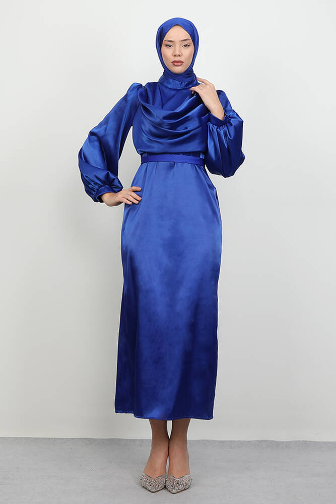Naz Tesettür Abiye Elbise Gece Mavi 