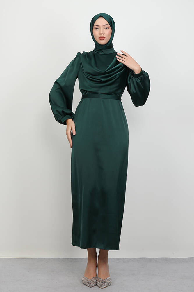Naz Tesettür Abiye Elbise Zümrüt 