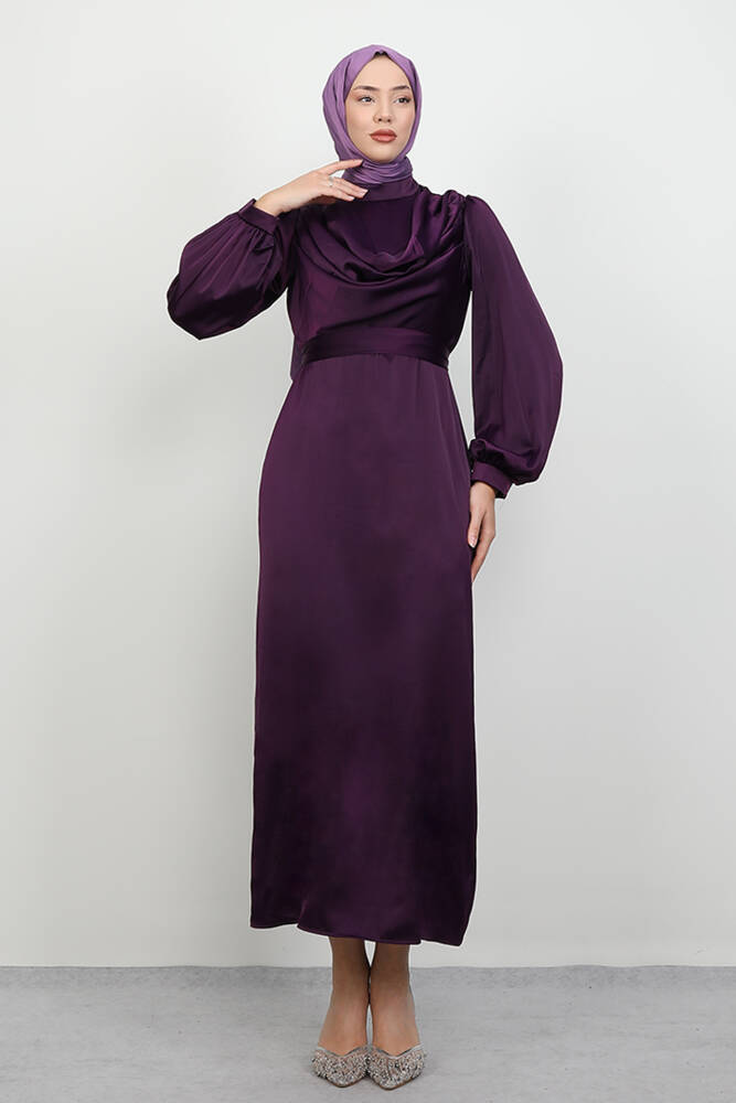Naz Tesettür Abiye Mor 