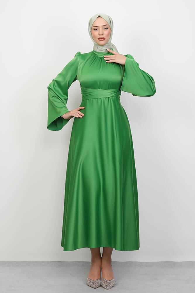 Nazlı Tesettür Elbise Fıstık Yeşil 