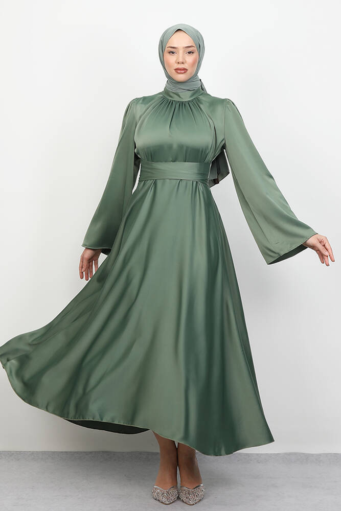 Nazlı Tesettür Elbise Haki 