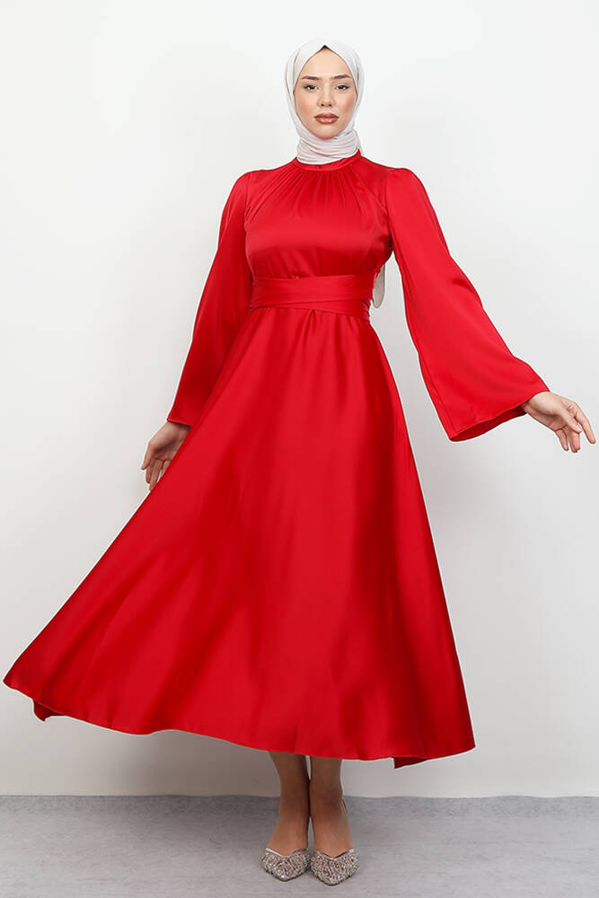 Nazlı Tesettür Elbise Kırmızı 