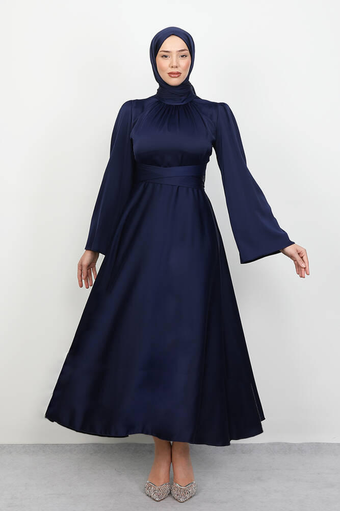 Nazlı Tesettür Elbise Lacivert 