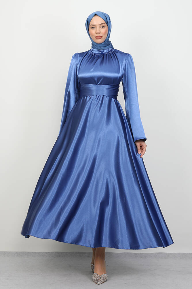 Nazlı Tesettür Elbise Mavi 