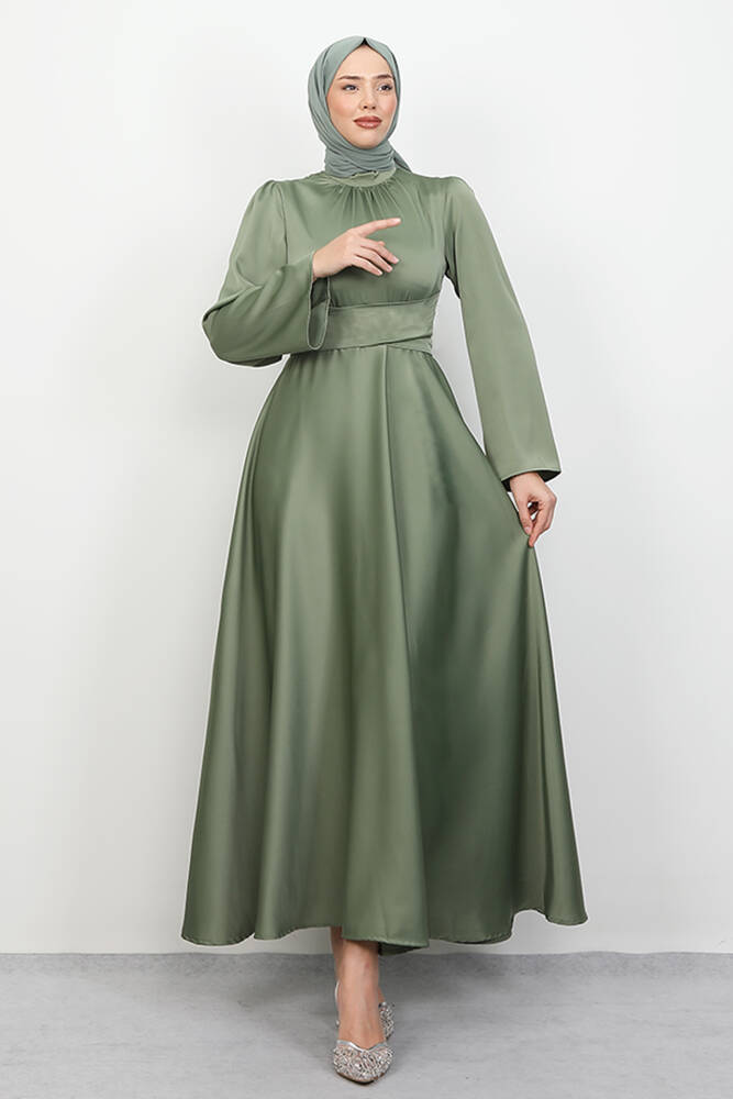 Nazlı Tesettür Elbise Soft Yeşil 